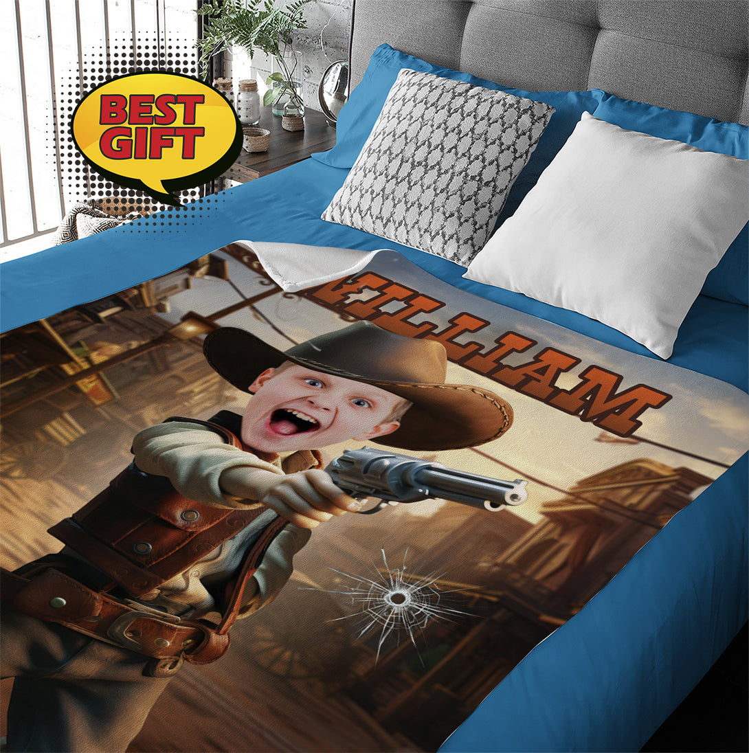 Child Custom Blanket Cowboy Boys, Western Boys Room - Custamazegifts.com 