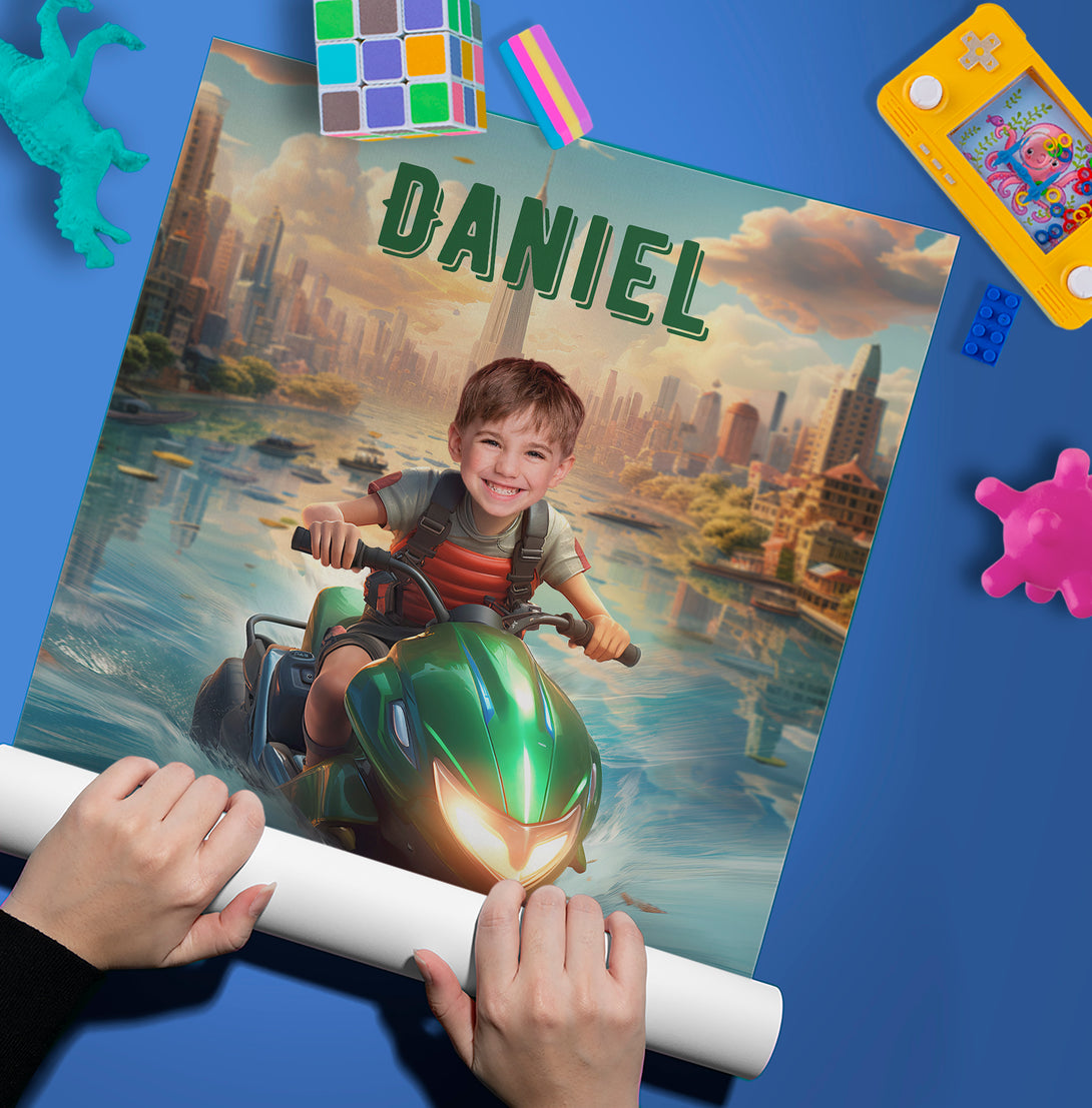 Personalized Jet Ski Boy Photo Poster, Picture Poster Print - Custamazegifts.com 