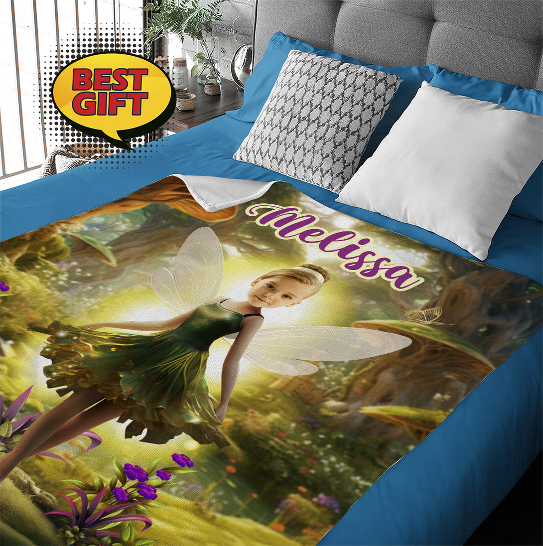 Personalized Blanket Tinkerbell Fairy Gift for Girls - Custamazegifts.com 