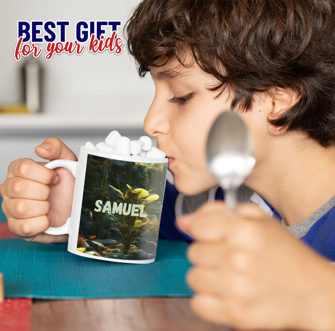 Kids Personalized Mug Crocodile and Boy, Gator Lover Gift Mug with Photo - Custamazegifts.com 