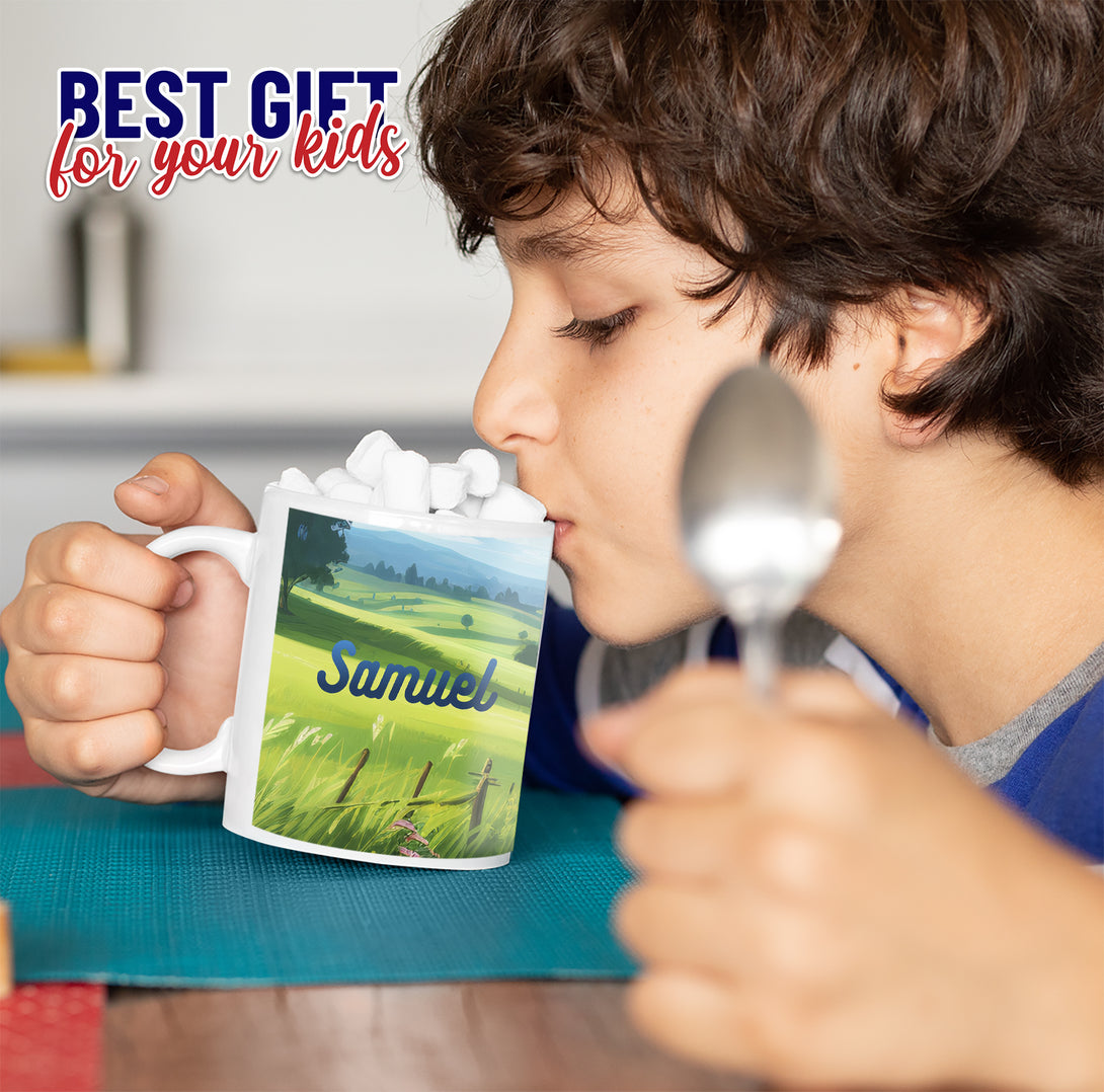 Mug With Photo Boy Tractor Driver, Farm lover Custom Gift Kids Mug - Custamazegifts.com 