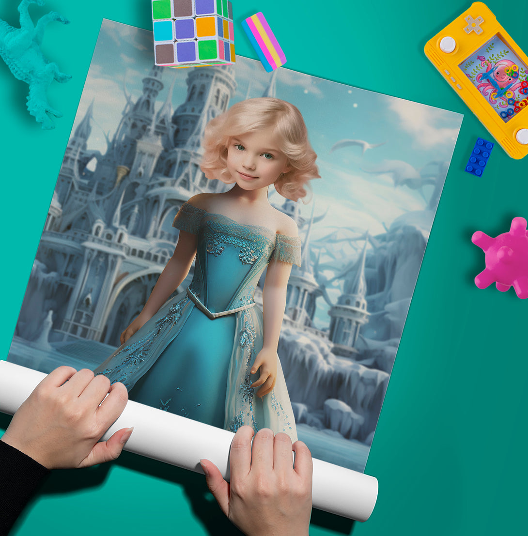 Princess Custom Photo Poster, Elsa Frozen Digital Portrait - Custamazegifts.com 