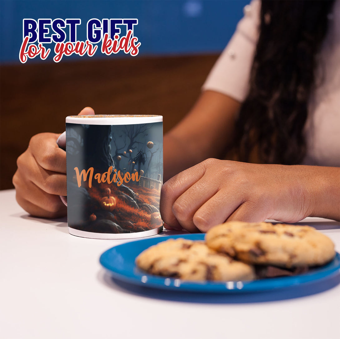 Kids Personalized Mug Custom Witch, Wednesday Photo Mug - Custamazegifts.com 