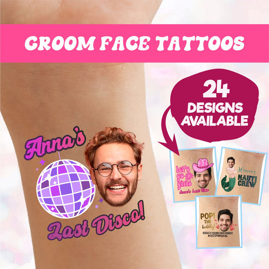 Groom Face Tattoos, Bride Tattoo Bachelorette Party Favours - Custamazegifts.com 