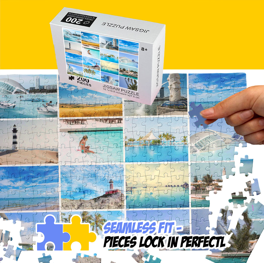 Custom Puzzle Collage, Add 16 Photos, Your Images Jigsaw Puzzles - Custamazegifts.com 