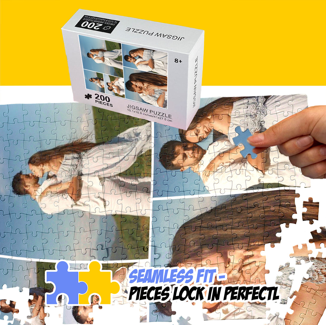 Five Photo Collage Personalized Puzzle 200 300 500 1000 Piece - Custamazegifts.com 