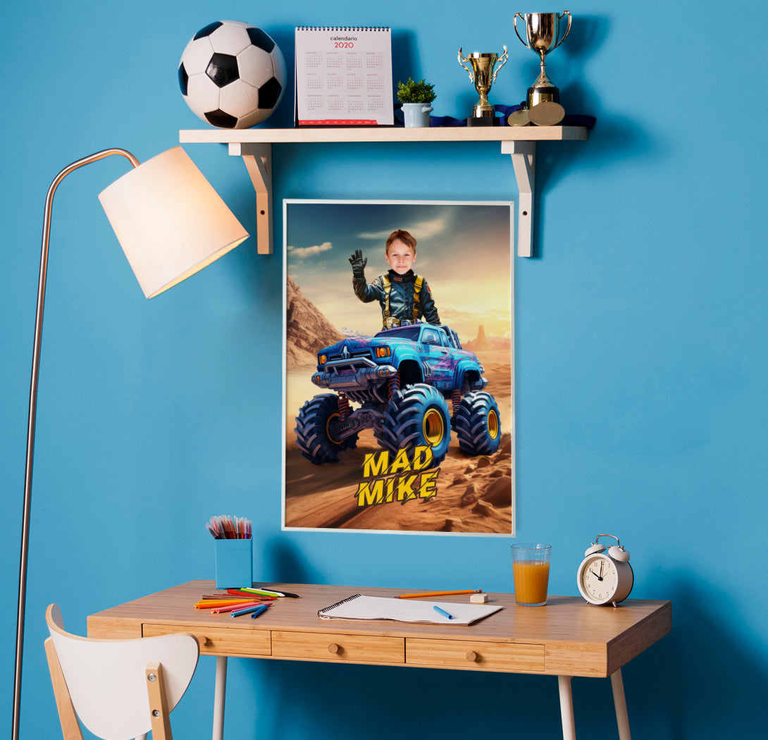 Picture Poster Print Monster Truck, Boys Custom Photo Poster - Custamazegifts.com 