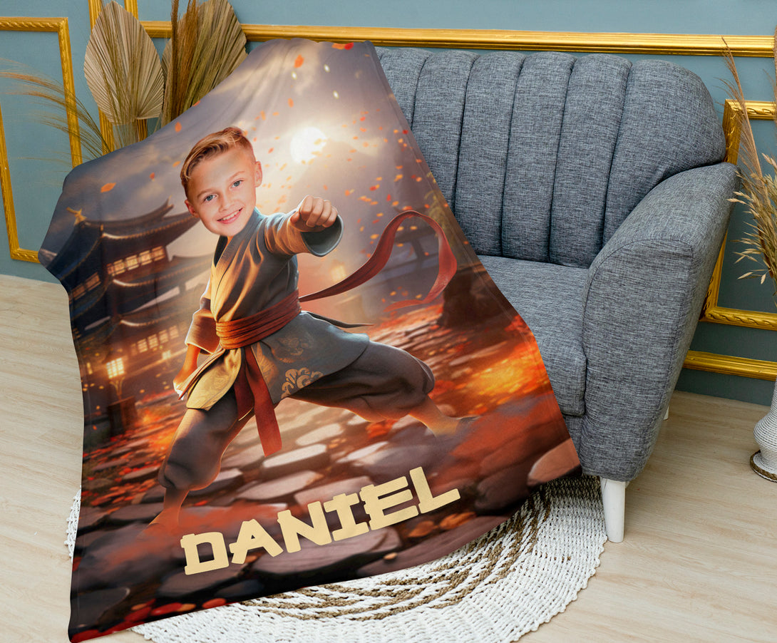 Karate Lover Gift Personalized Blanket, Boys Room Décor Karate Throw - Custamazegifts.com 