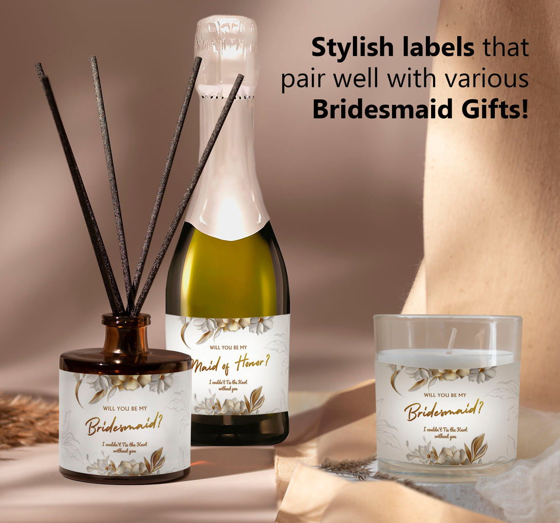 Be My Bridesmaid Proposal Bottle Label Set of 10 Stickers for Wine Champagne - Custamazegifts.com 