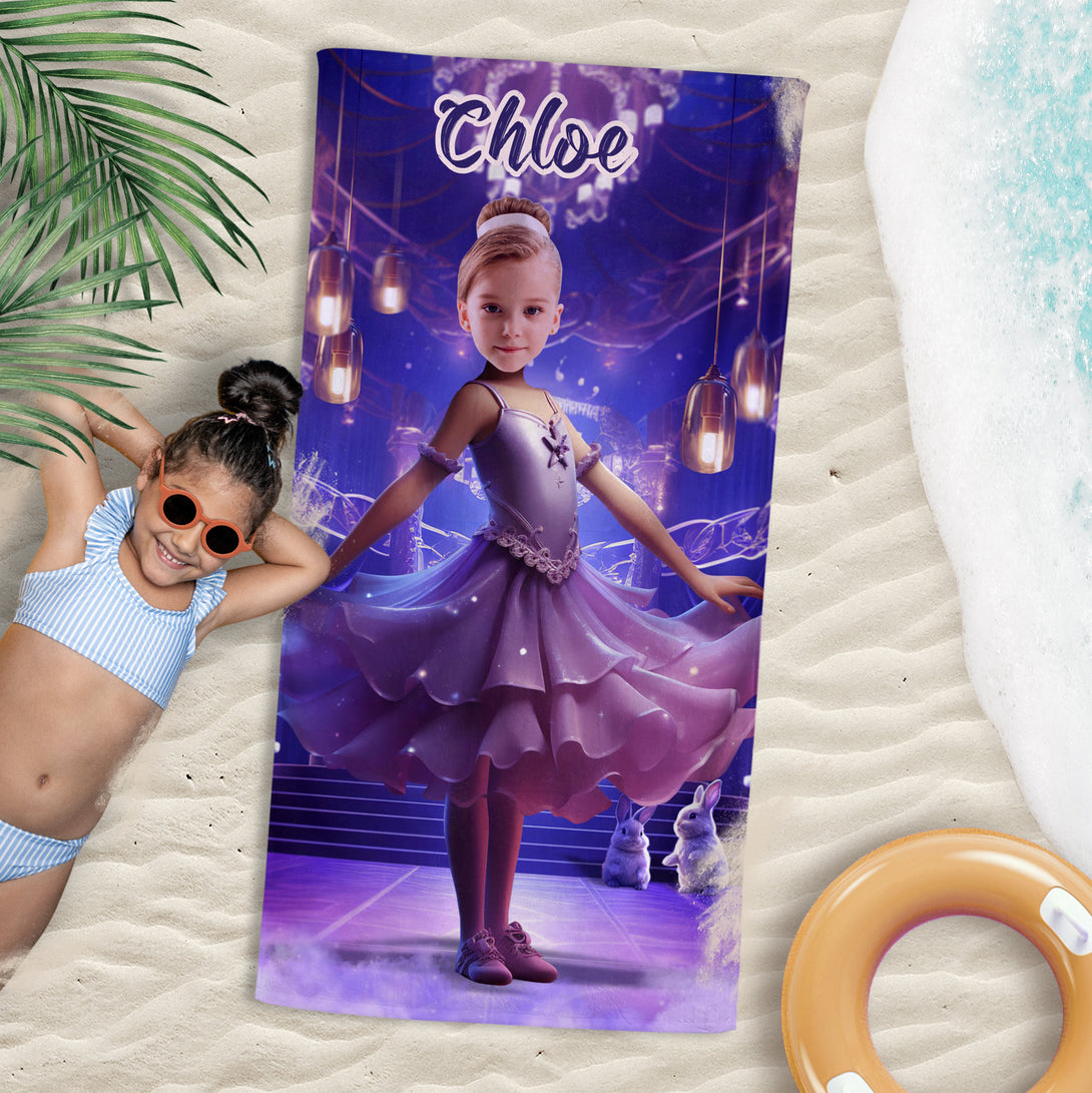 Personalized Ballet Gift Beach Towel, Ballet School Little Ballerinas Gifts - Custamazegifts.com 