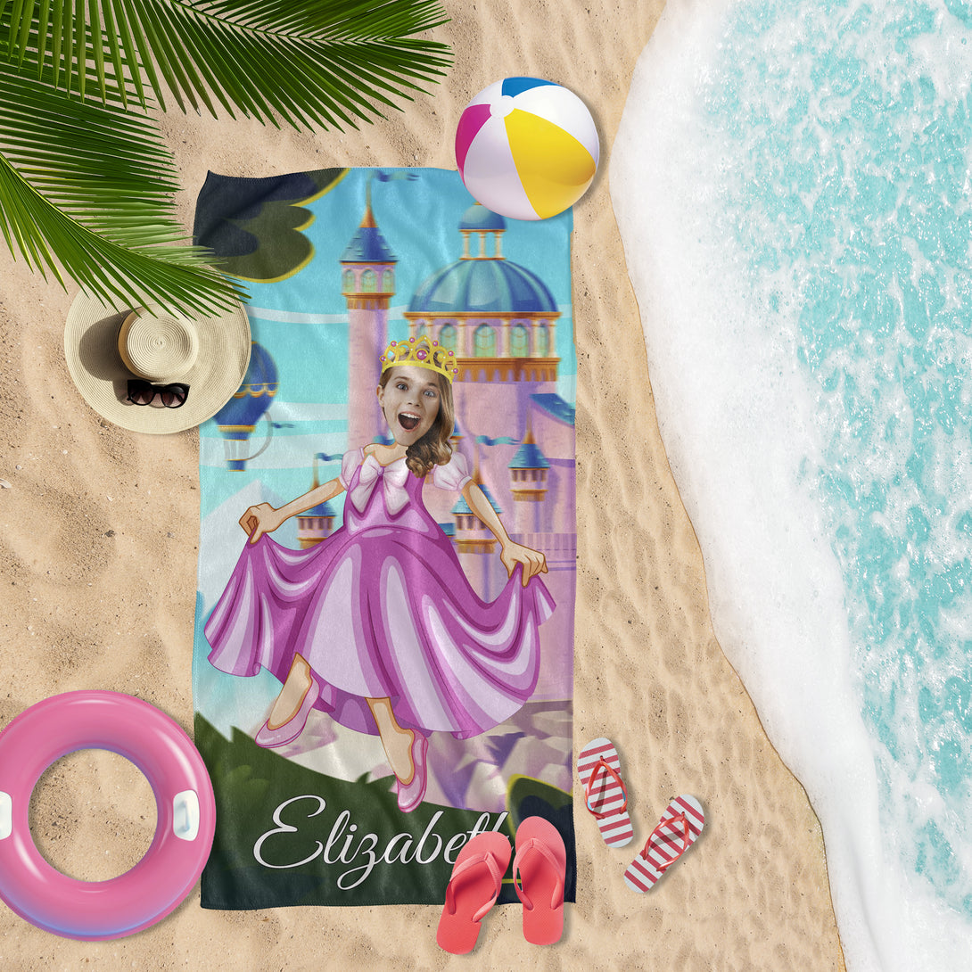 Personalized Photo Princess Towel, Baby Girls Custom Beach Towel - Custamazegifts.com 