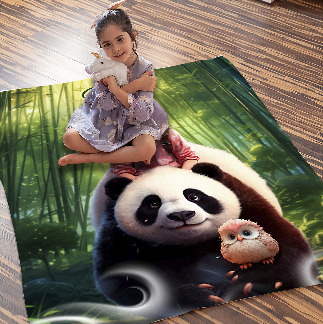 Princess and Panda Personalized Girls Photo Blanket - Custamazegifts.com 