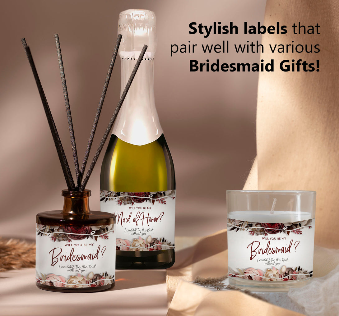 Bridesmaid Proposal Set of 10 Wine Champagne Bottle Labels, Bachelorette Favors - Custamazegifts.com 