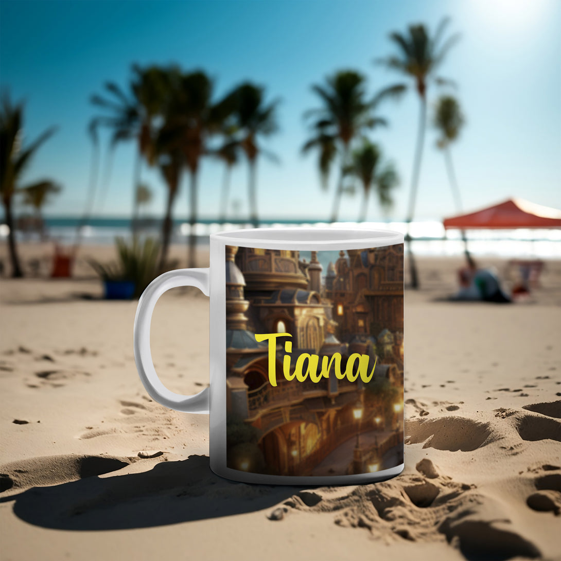 Customized Photo Mug Princess and Frog, Tiana Birthday Mug for Girls - Custamazegifts.com 