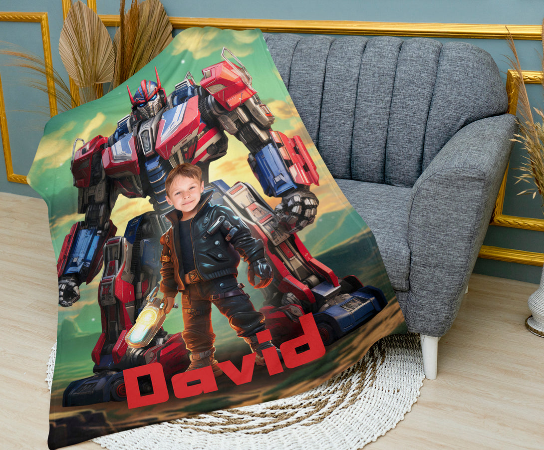 Transformers Child Custom Blanke, Autobot Boys Photo Blanket - Custamazegifts.com 