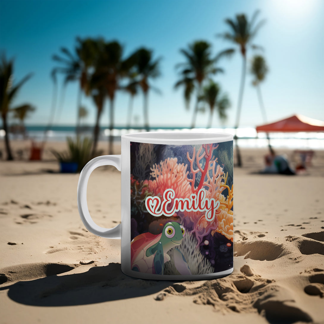 Little Mermaid Girl Personalized Mug, Custom Kids Princess Photo Gift - Custamazegifts.com 