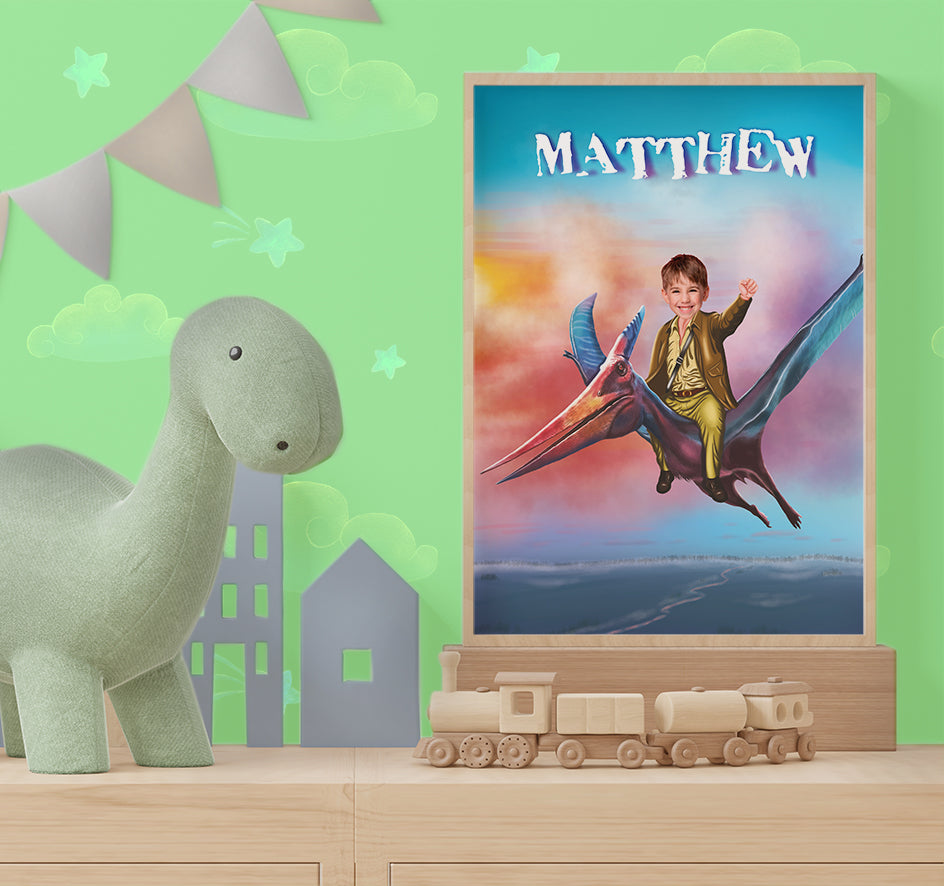 Pterodactyl Poster Wall Art from Photo, Dinosaur Lover Gift Artwork - Custamazegifts.com 