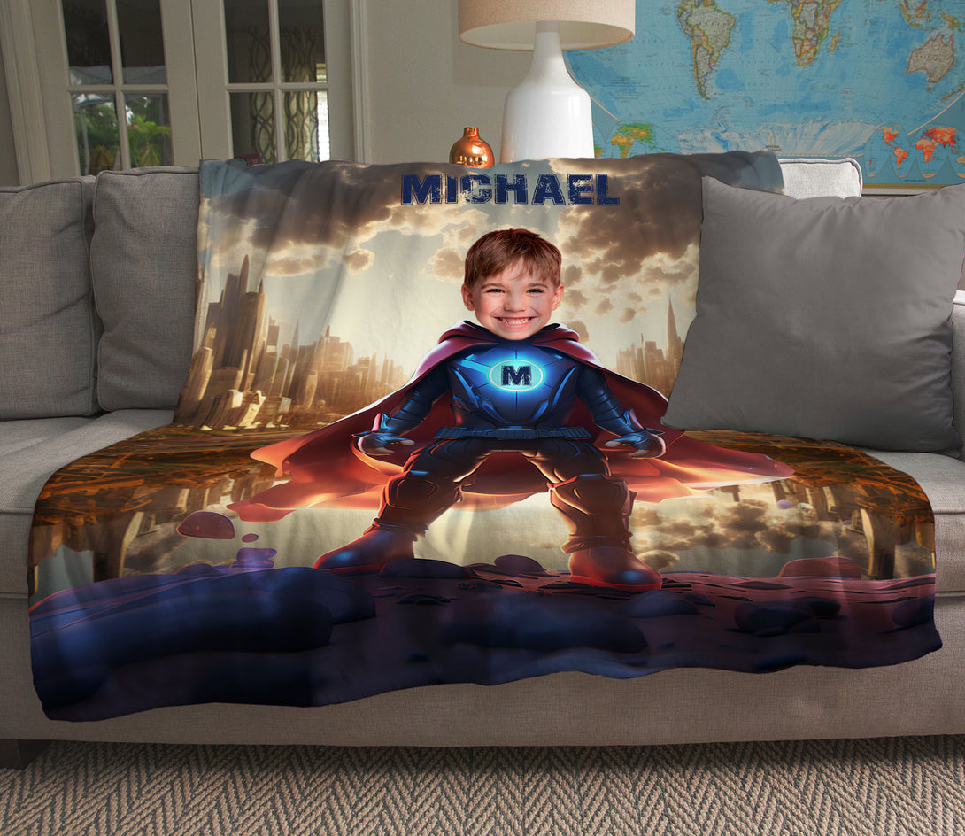 Personalized Superman Blanket for Kids, Boys Superman Unique Birthday Gift - Custamazegifts.com 