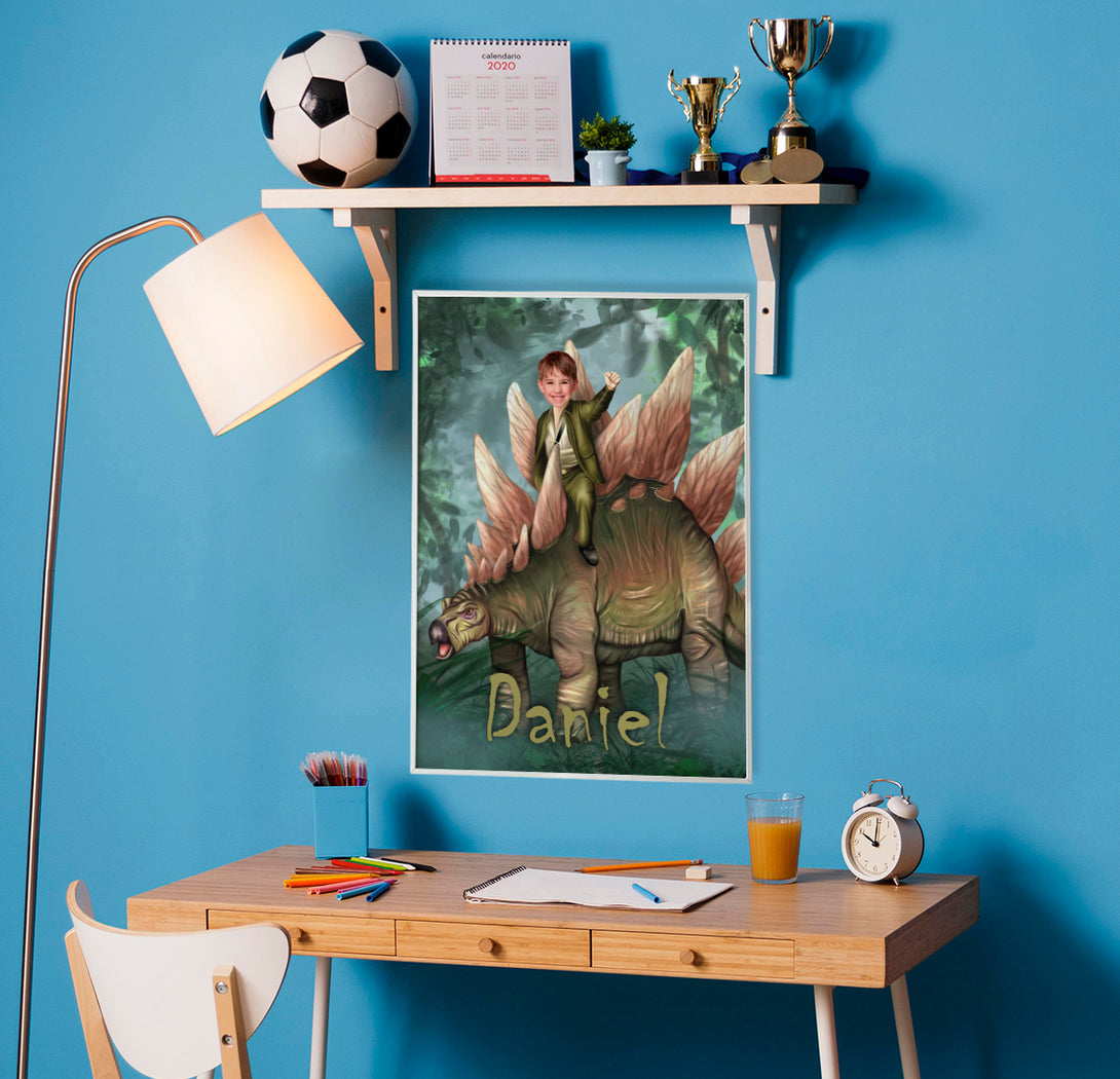 Custom Photo Poster Dinosaur, Jurassic Boys Print Poster Wall Art - Custamazegifts.com 