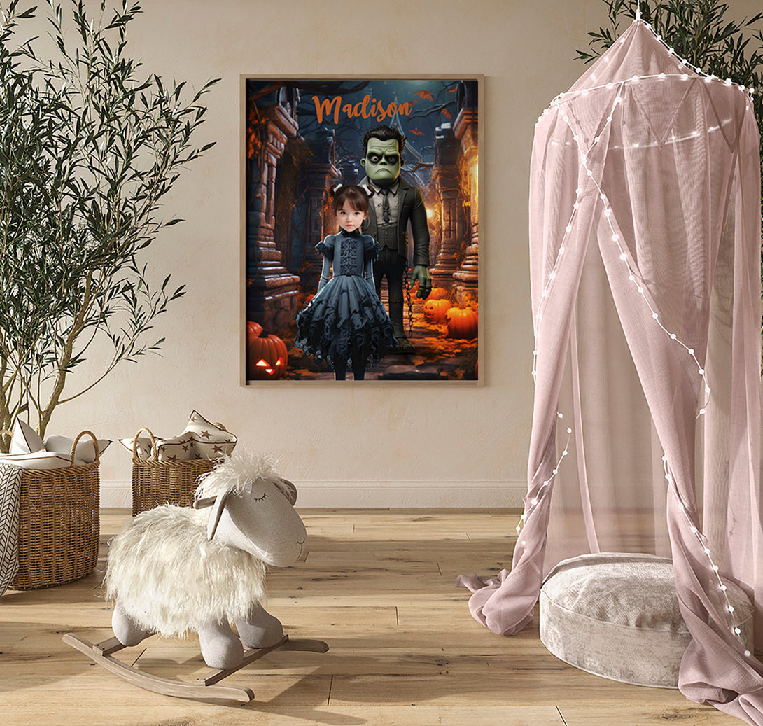 Custom Photo Poster Gift For Kids, Girl Halloween Witch Portrait - Custamazegifts.com 