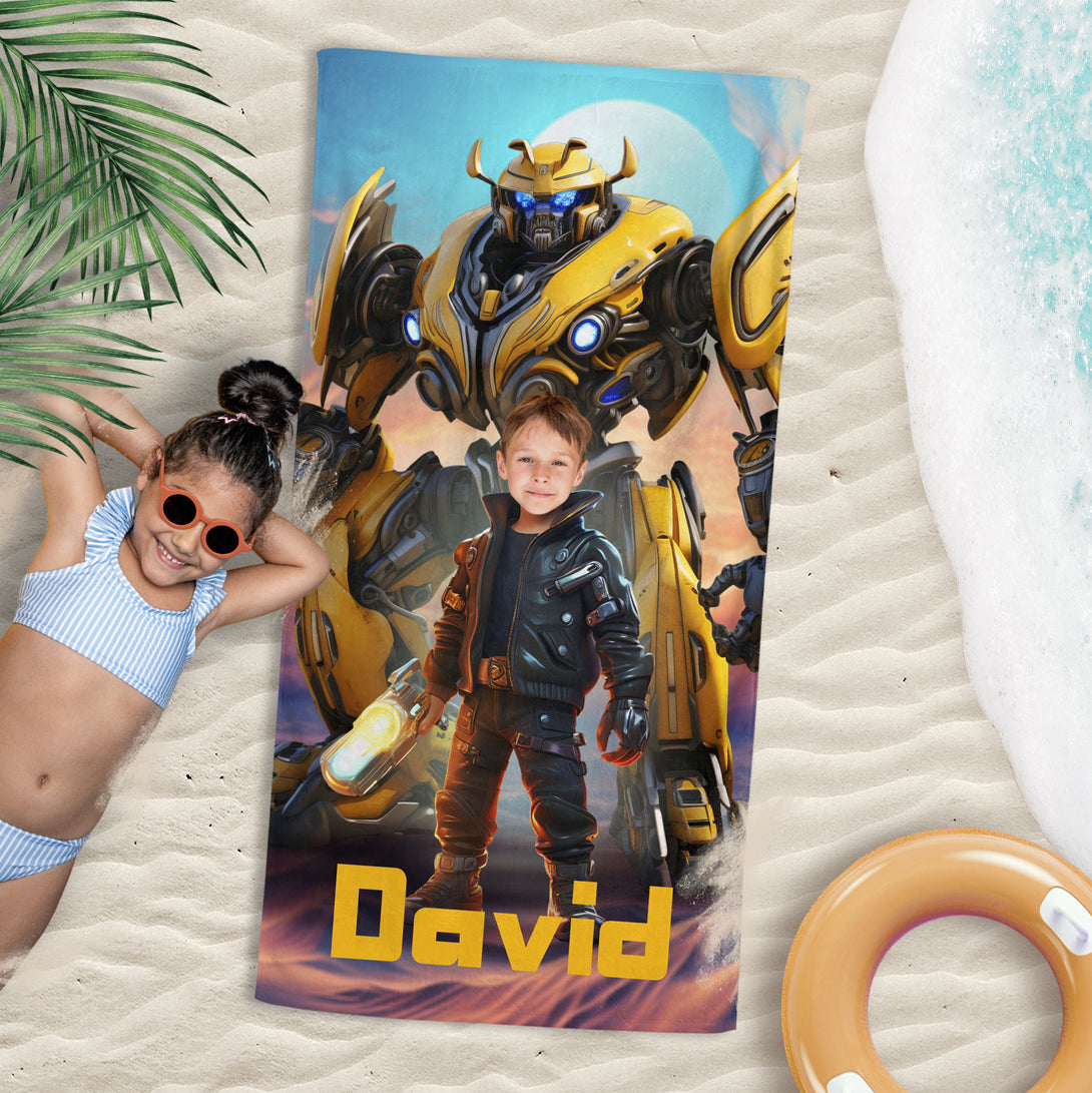 Custom Beach Bath Towel Transformers, Gifts for Him Boy - Custamazegifts.com 