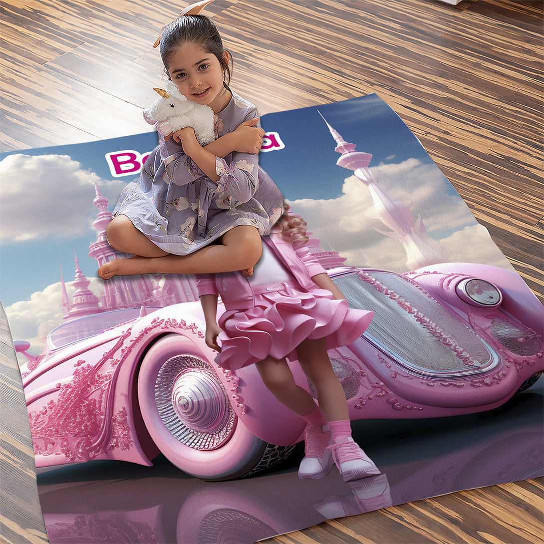 Girl in Barbie Clothes Custom Pink Photo Blanket - Custamazegifts.com 