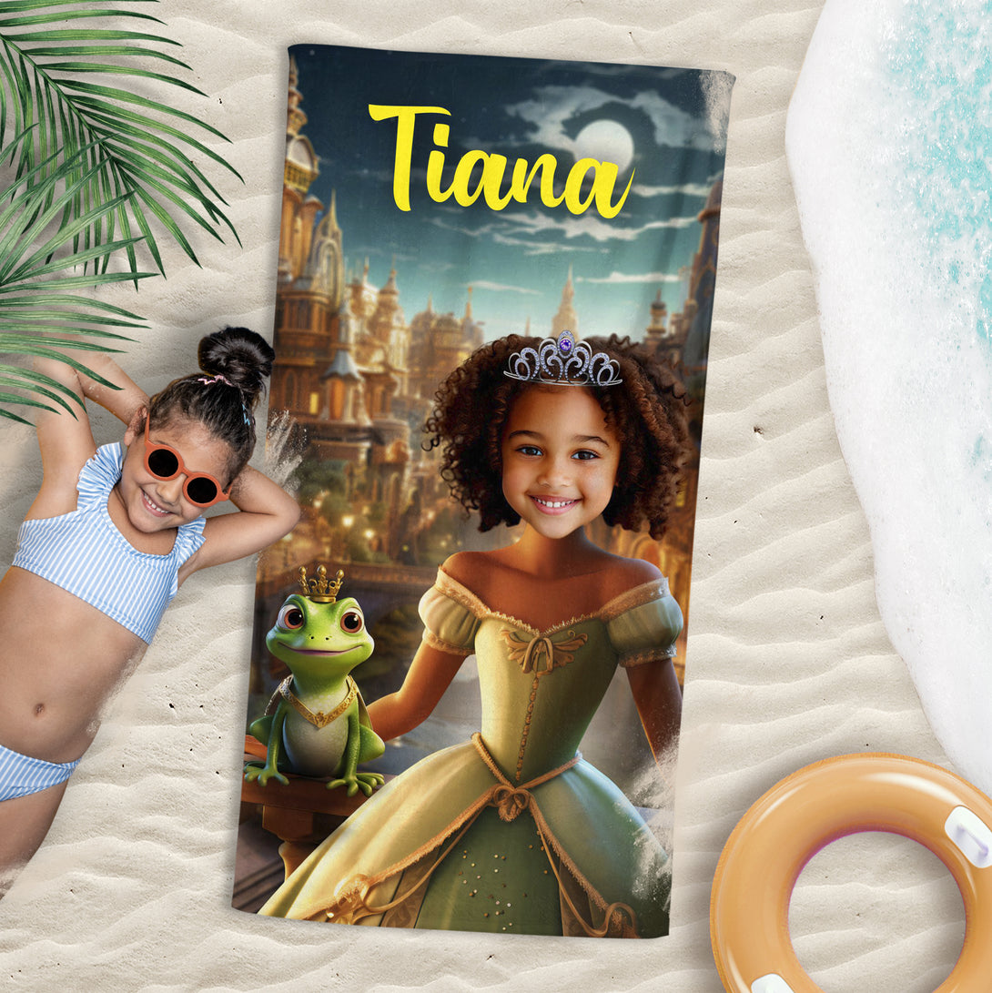 Kids Photo Gift Tiana Princess, Personalized Girls Towels - Custamazegifts.com 