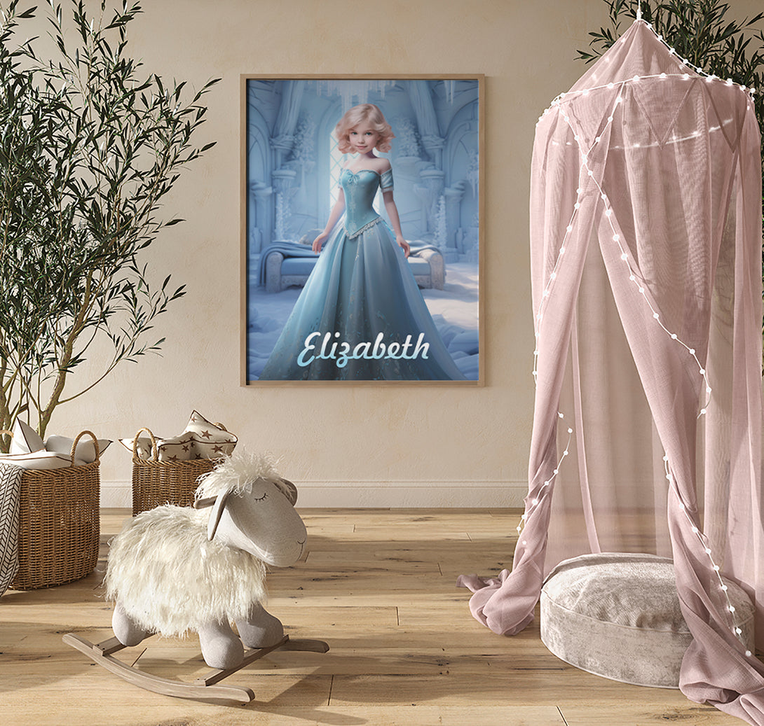 Princess Custom Photo Poster, Elsa Frozen Digital Portrait - Custamazegifts.com 