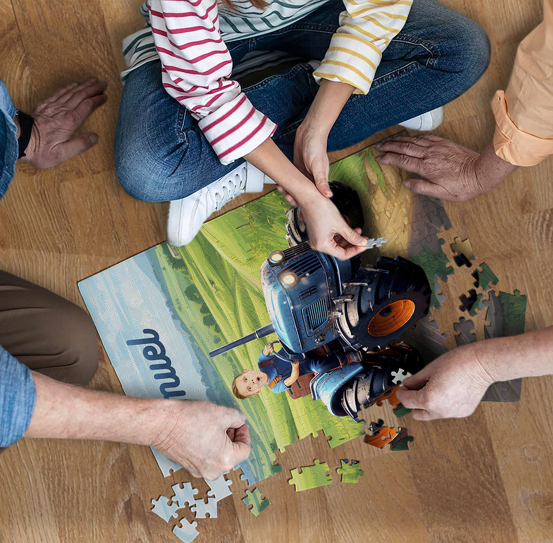 Custom Photo Puzzle Tractor Driver Personalized Boy Birthday Gift Ideas - Custamazegifts.com 