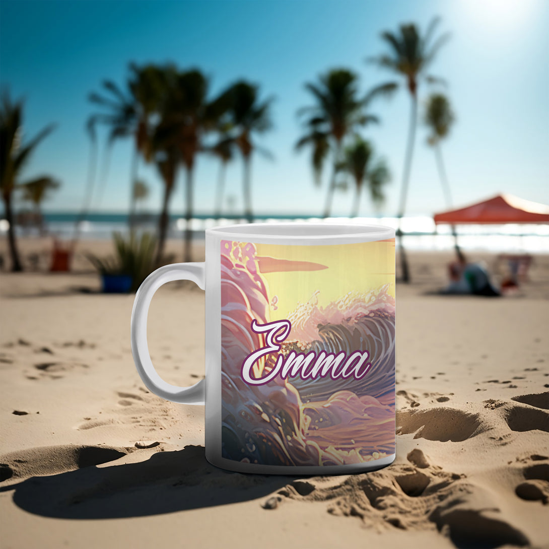 Custom Mug Photo Girl on Surf Paddle Board, Picture Printed Mug - Custamazegifts.com 