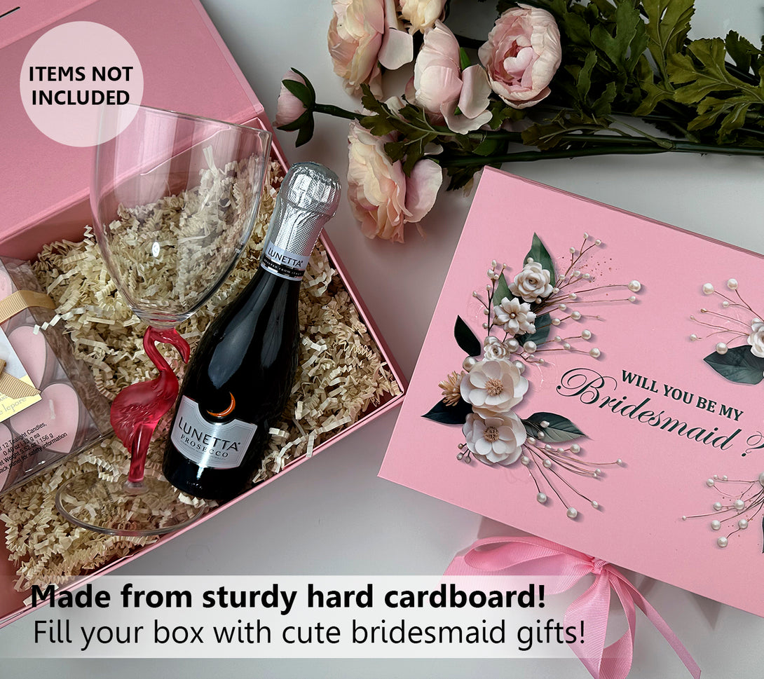 Pink Floral Gift Box for Bridesmaids Proposal - Custamazegifts.com 