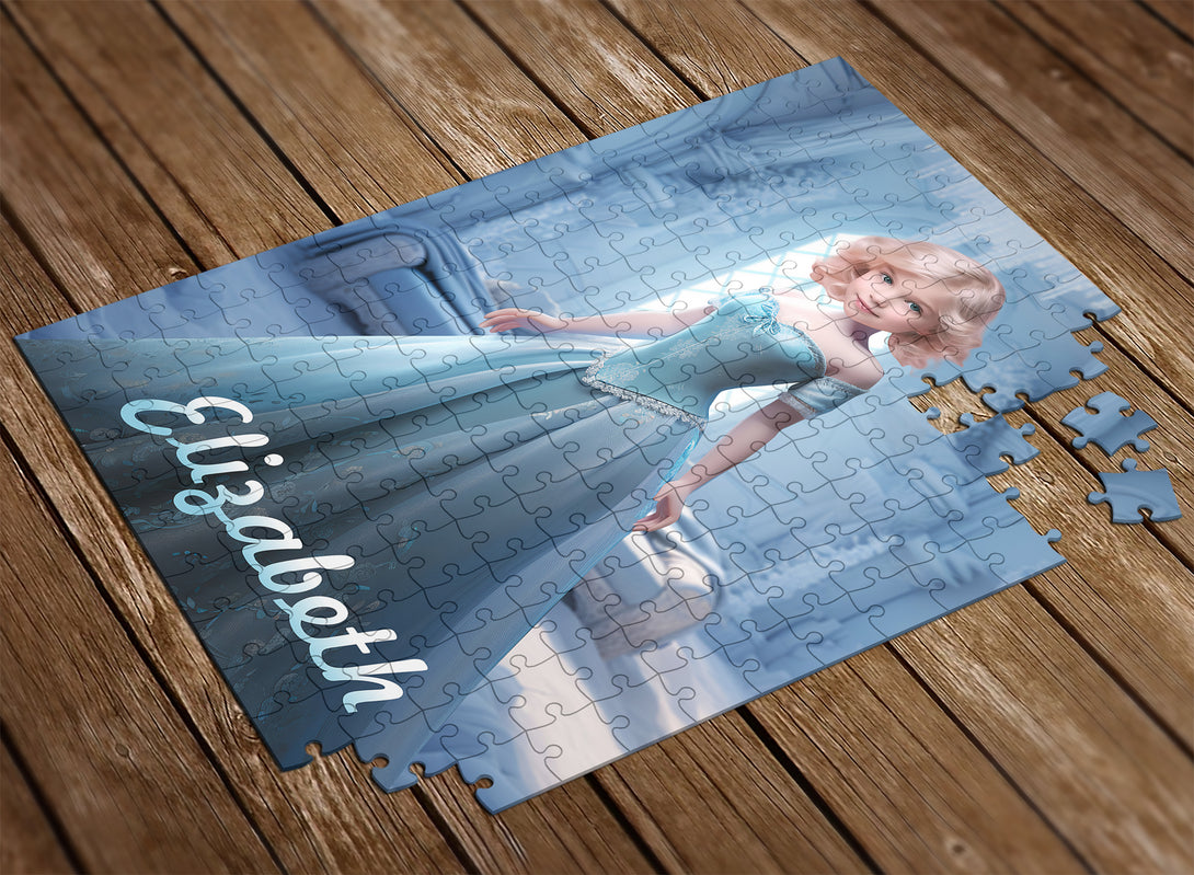 Customized Photo Puzzle Game, Elsa Princess Fairy Tale Little Girl Gift - Custamazegifts.com 