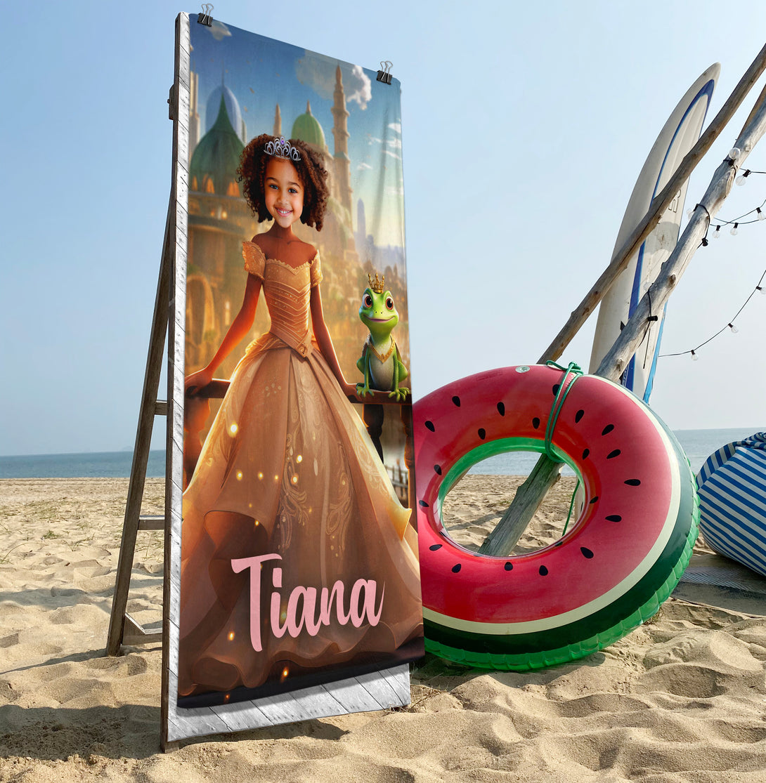 Kids Photo Gift Tiana Princess, Personalized Girls Towels - Custamazegifts.com 