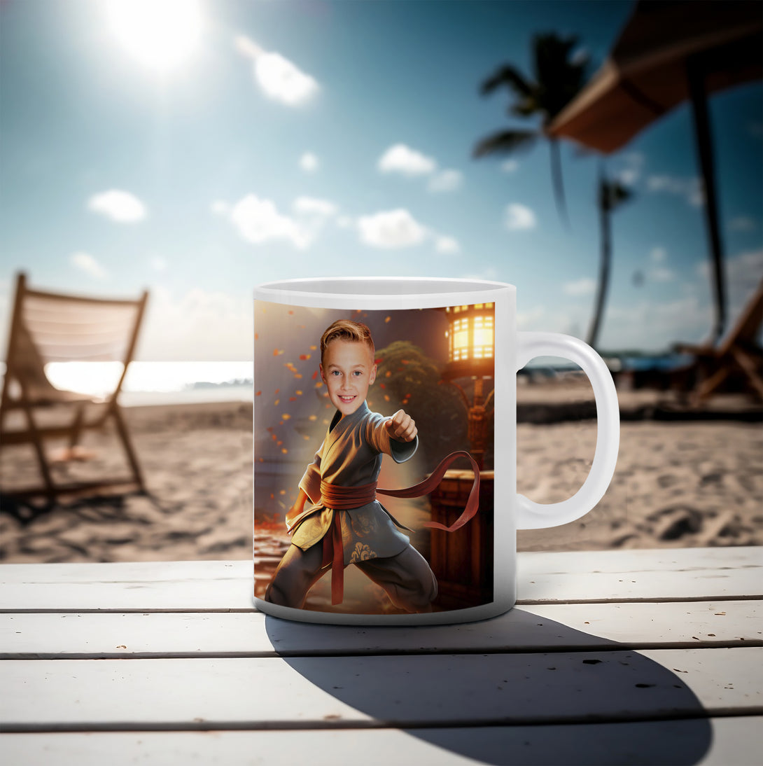 Custom Kids Mug Boy, Karate Gift Mug with Photo - Custamazegifts.com 