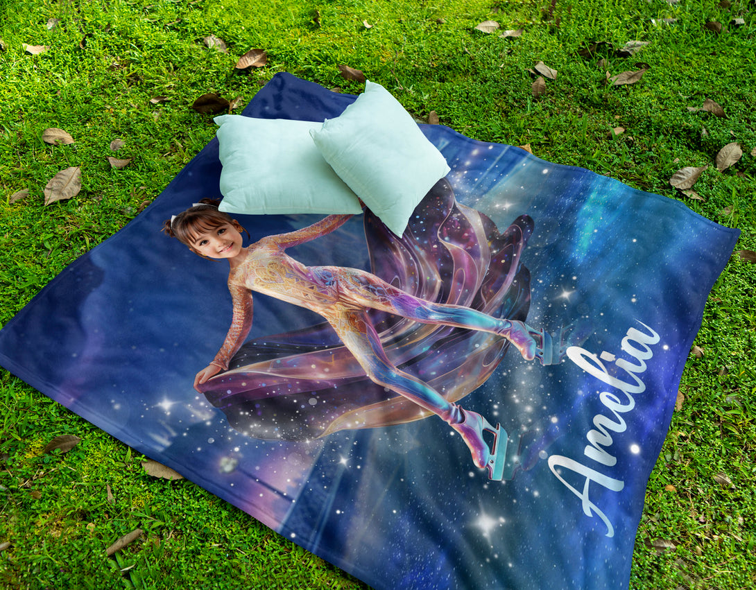 Figure Skating Gift Custom Photo Blanket, Picture Blankets for Girls - Custamazegifts.com 