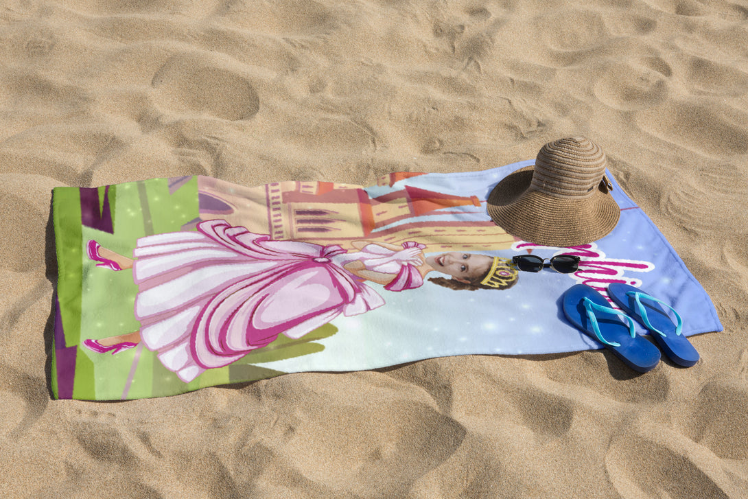 Personalized Photo Princess Towel, Baby Girls Custom Beach Towel - Custamazegifts.com 