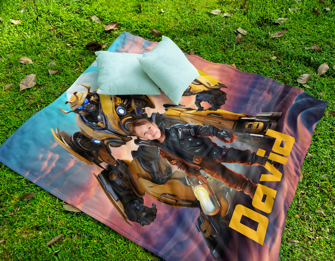 Transformers Child Custom Blanke, Autobot Boys Photo Blanket - Custamazegifts.com 