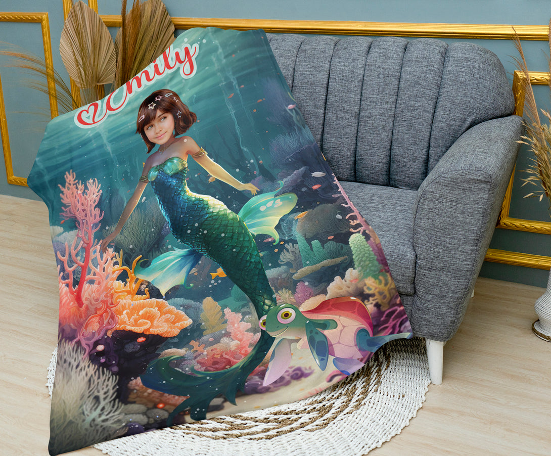 Personalized Mermaid Gift for Girl Her, Face Photo Birthday Party Favors - Custamazegifts.com 