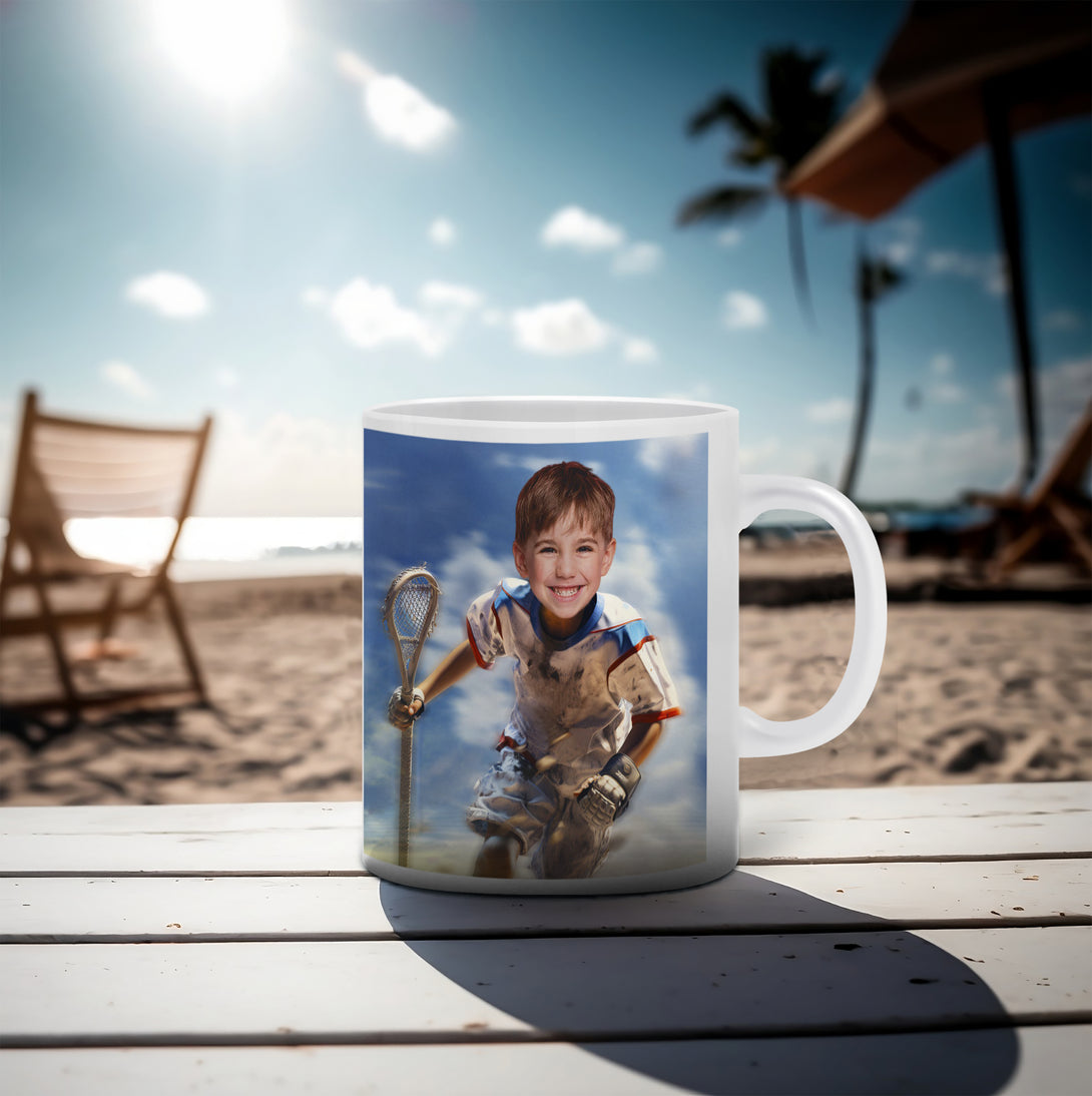 Custom Lacrosse Player Face Mug, Lacrosse Gifts for Boys Teen Men - Custamazegifts.com 