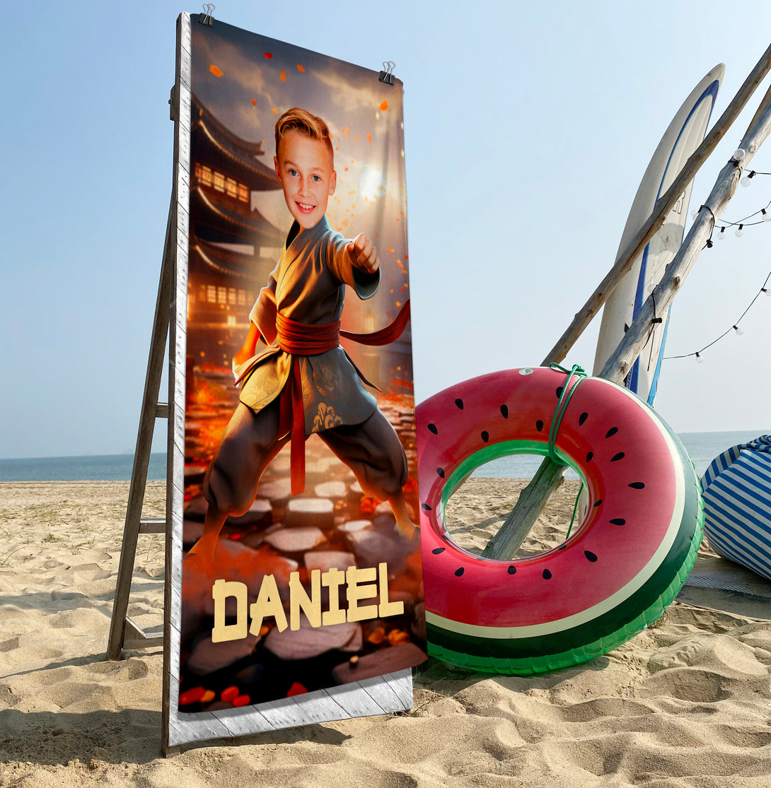 Boys Beach Towel Karate Kid Gifts for kids, Karate Lover Bath Towel - Custamazegifts.com 