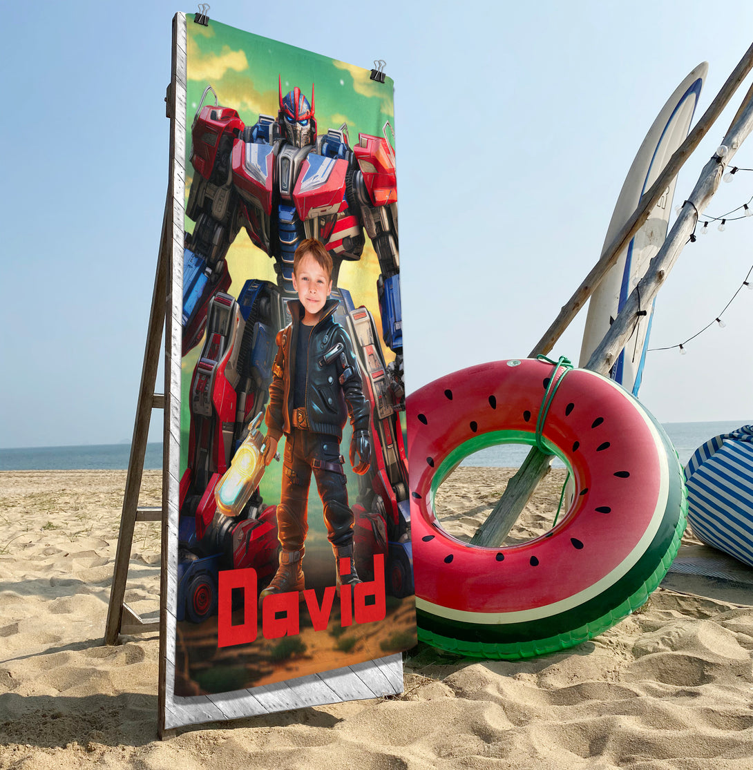 Custom Beach Bath Towel Transformers, Gifts for Him Boy - Custamazegifts.com 