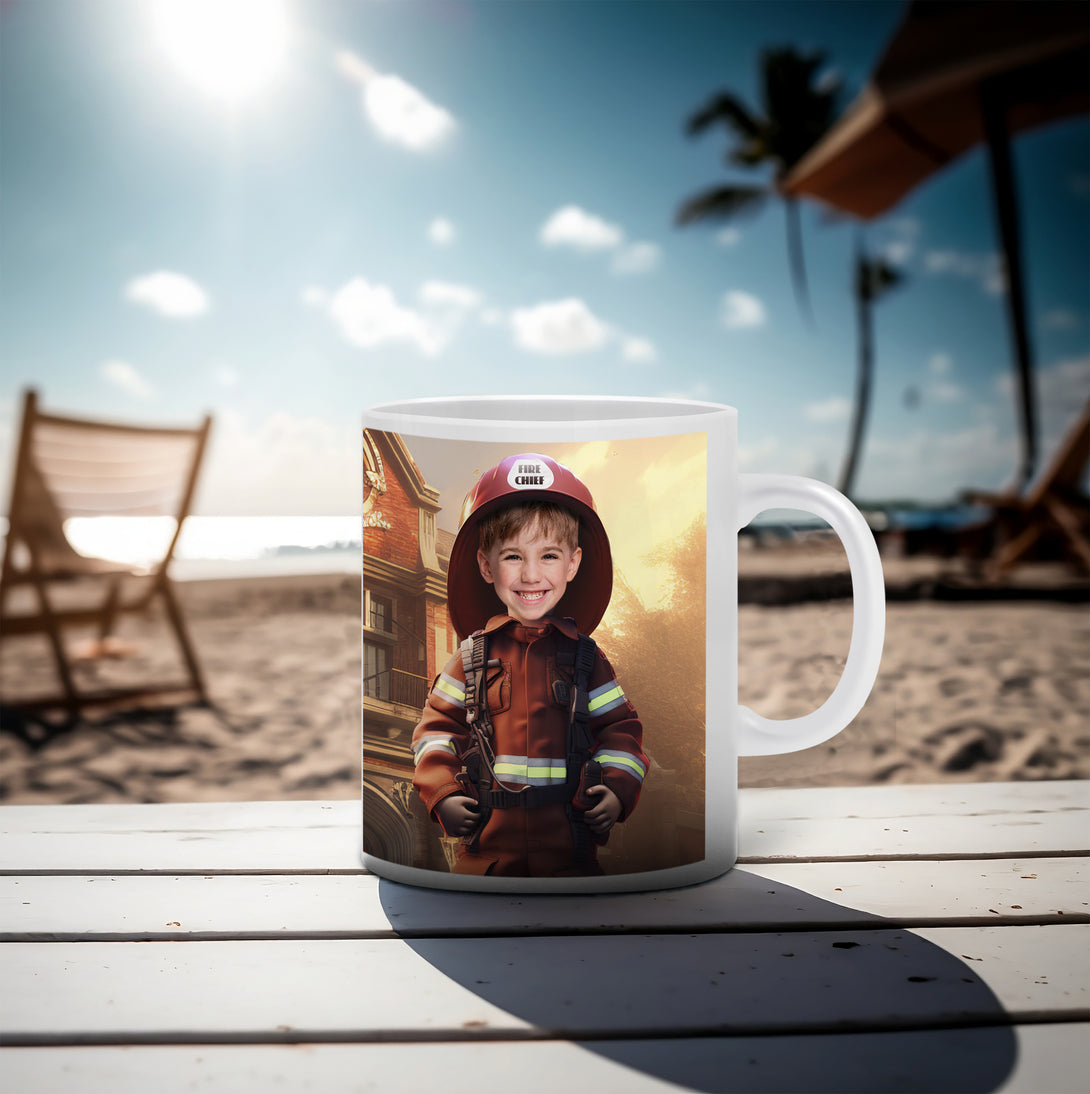 Customized Firefighter Fan Mug, Personalized Firefighter Boy Face Mug - Custamazegifts.com 