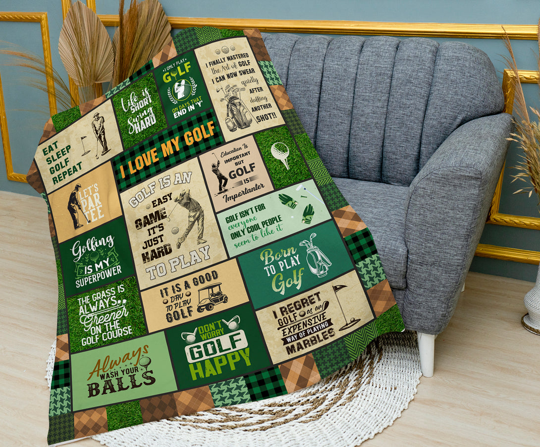 Golf Throw Blanket, Golf Gifts for Men, Retirement Gift - Custamazegifts.com 