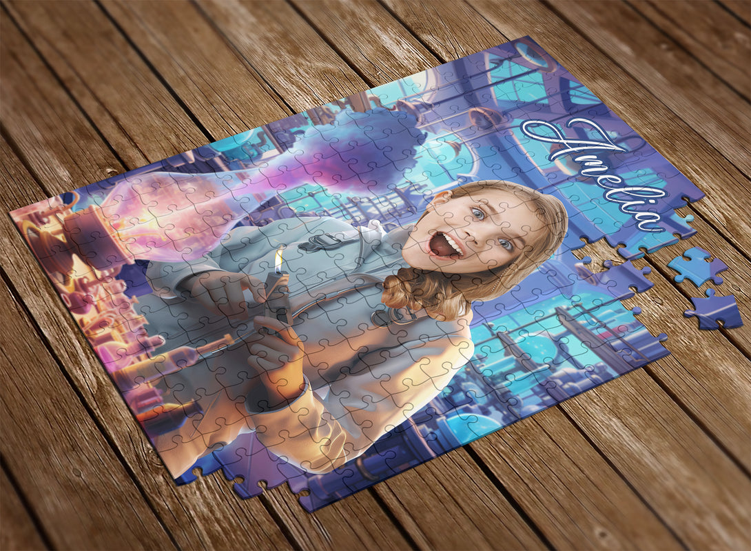 Personalized Jigsaw Photo Puzzle for Gift Scientist Girl - Custamazegifts.com 