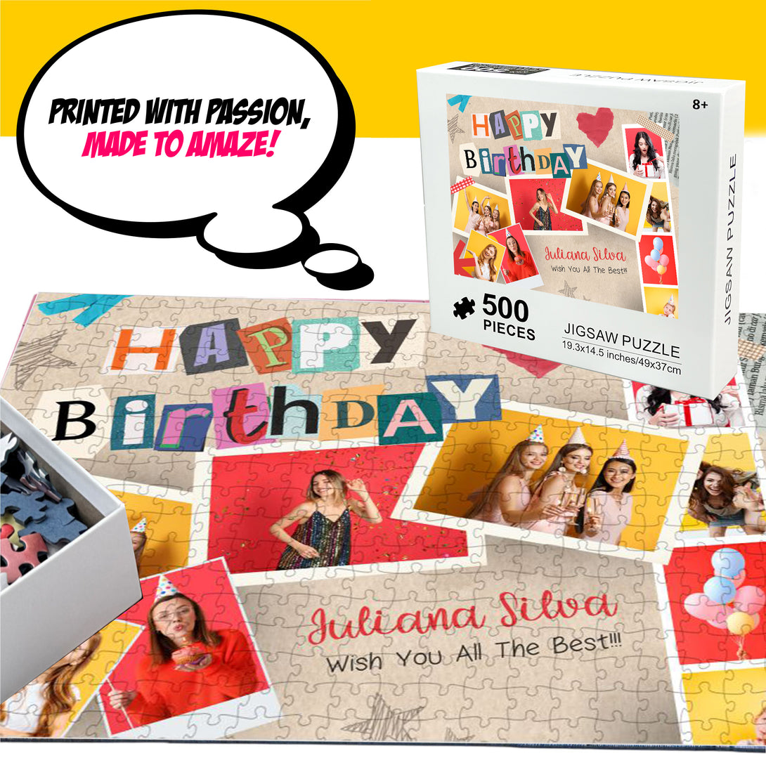 Custom Jigsaw Puzzle Collage for Birthday, Personalized Photo Gift - Custamazegifts.com 