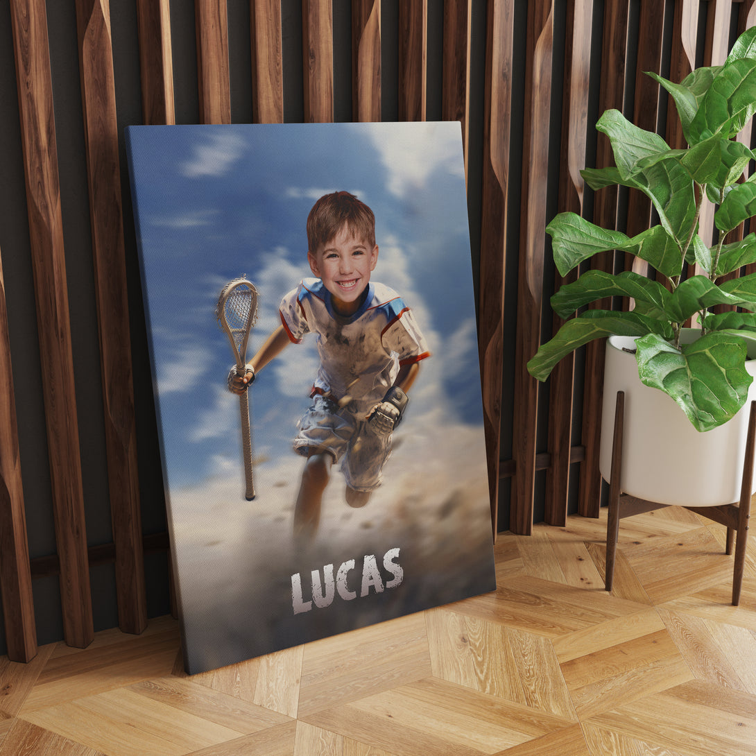 Lacrosse Custom Photo Canvas for Boy, Kids Room Decor for Sports Fan - Custamazegifts.com 