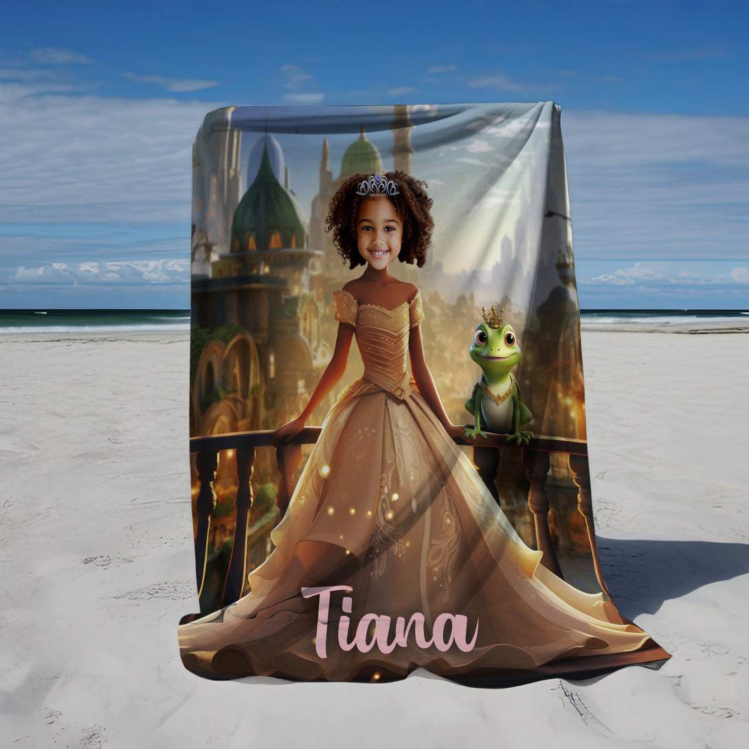 Custom Girl Blanket Princess Tiana, Kids Picture Blankets - Custamazegifts.com 