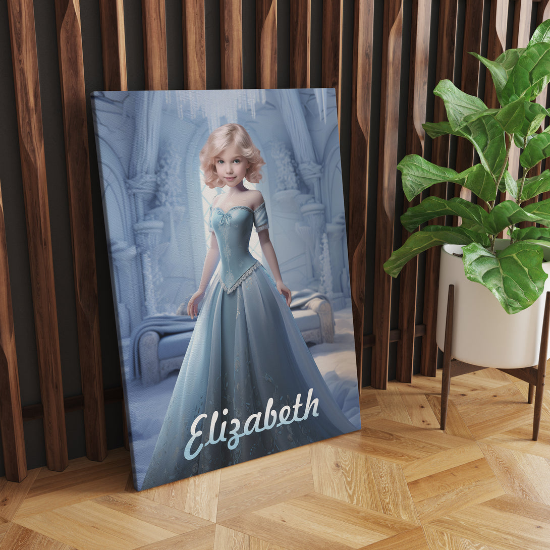 Print Customizable Canvas Elsa Girl Gift, Frozen Princesses Portrait From Photo - Custamazegifts.com 