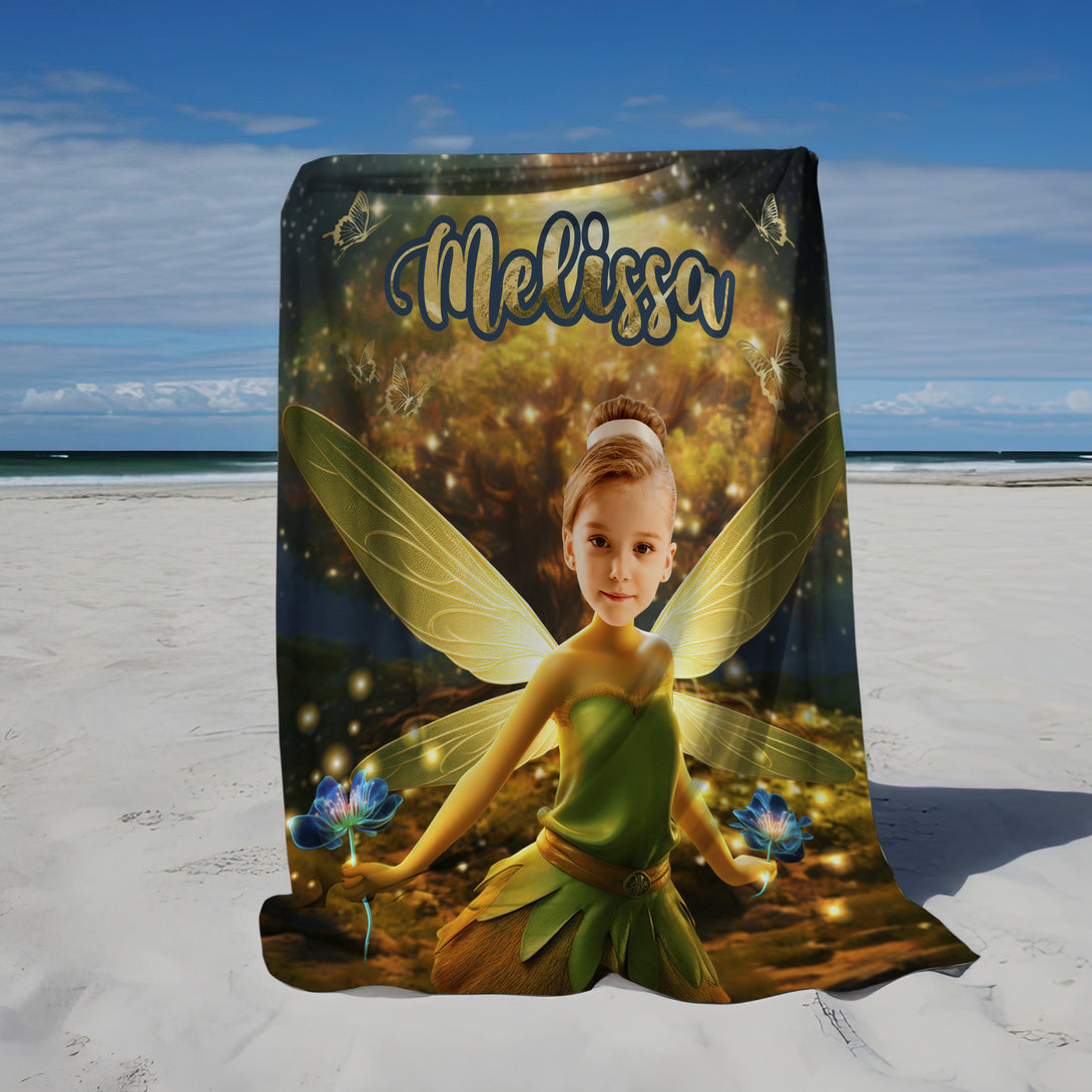 Personalized Blanket Tinkerbell Fairy Gift for Girls - Custamazegifts.com 