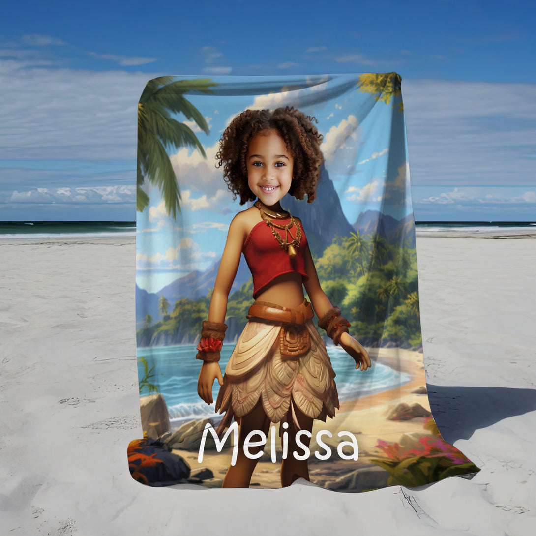 Custom Moana Blanket for Girls, Princess Inspired Birthday Gift - Custamazegifts.com 